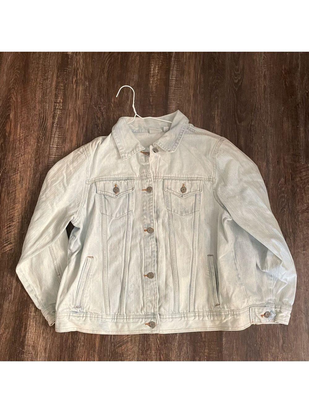 Sonoma Whitewash Denim Jacket with Silver Buttons Size 1X